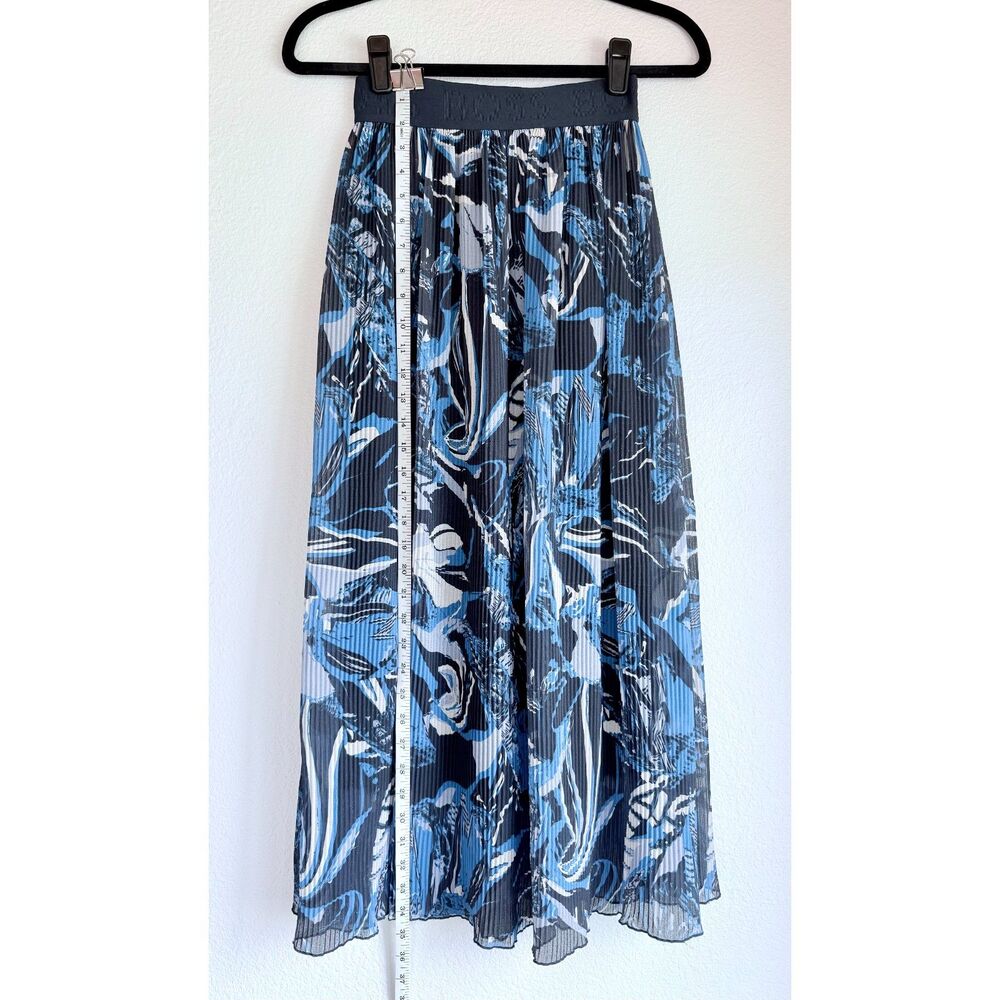 BOSS Hugo Boss Vapliso Elastic Waist Pleated Chiffon Midi Skirt in Blue Size 0 - Picture 14 of 16